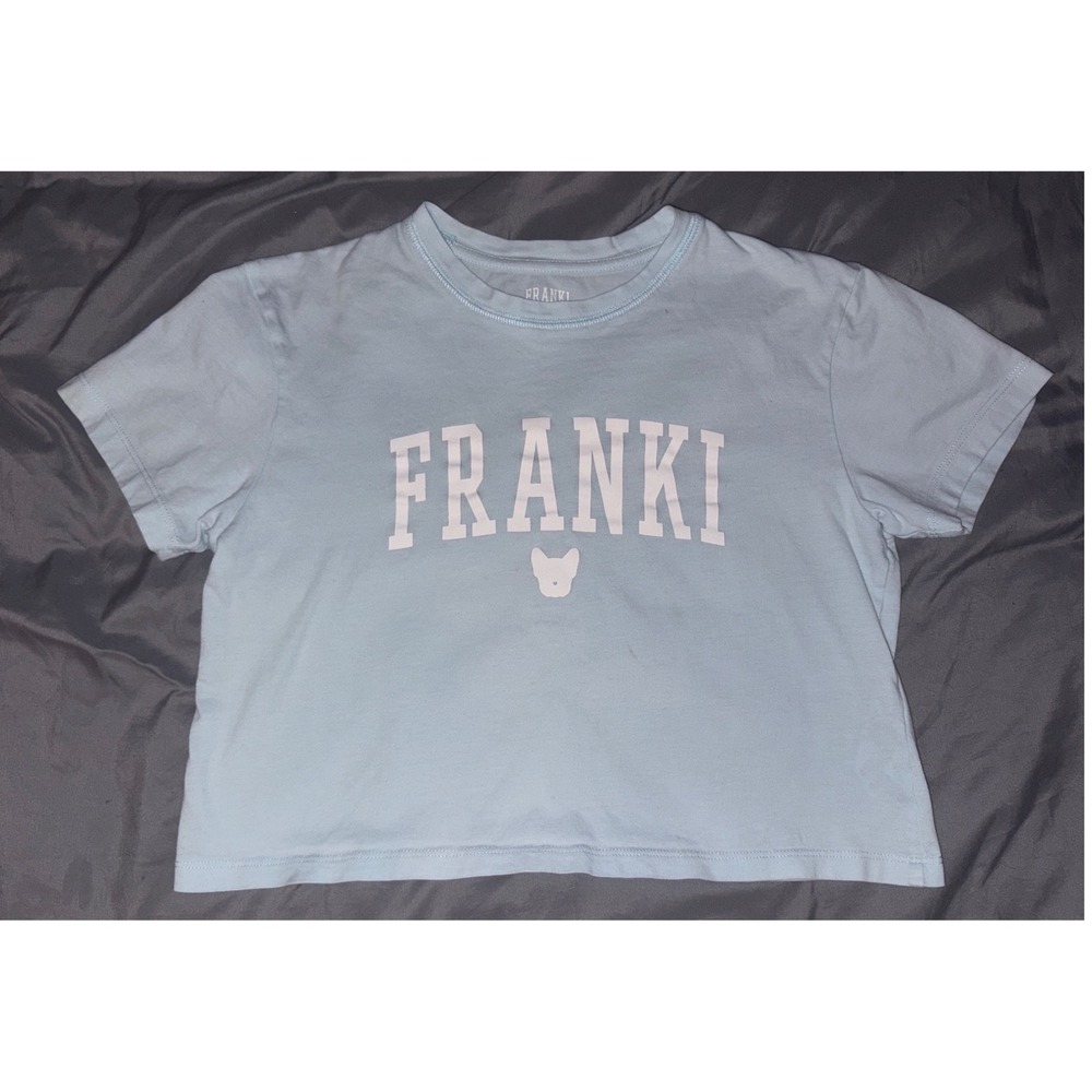 Francesca's Hello Franki Girls Baby Blue‎ Tee, Youth 8